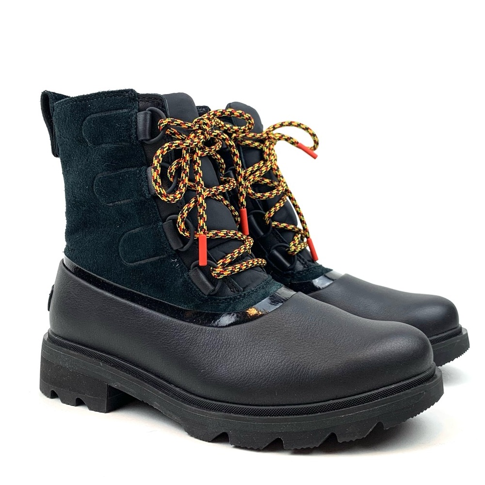 Sorel Boots Lennox Street Black Waterproof Leather Duck Winter Lace Up Size 8